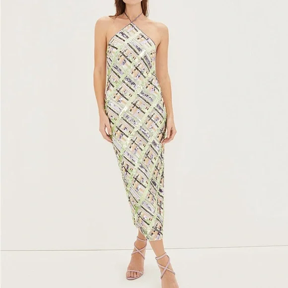 Veronica Beard Cherie Sequin Halter Bodycon Dress - Picture 2 of 13